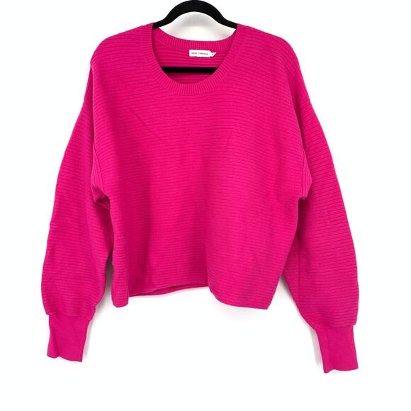 Good American Sweaters - Good American Pullover Boxy Sweater Womens Size 4 US XL Hot Pink Ribbed Knit